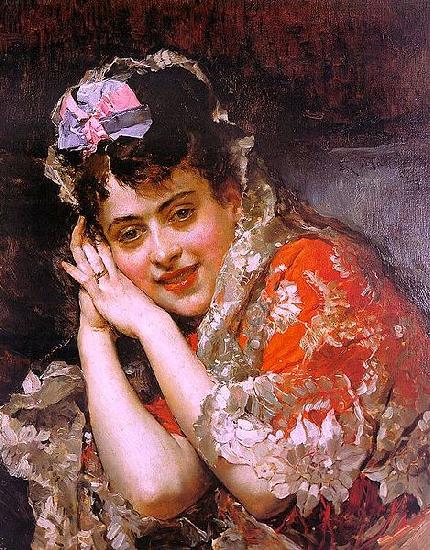 Raimundo Madrazo Model Aline Masson with a White Mantilla oil painting image